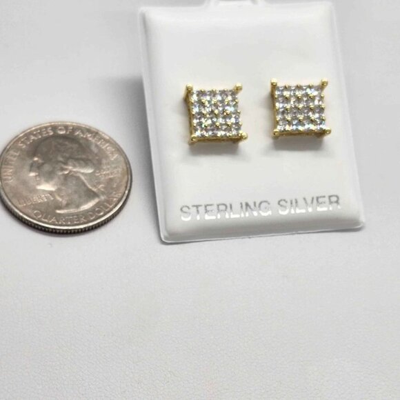 BRAND NEW   Sterling Silver 925 Square Design Earrings - Picture 1 of 4